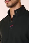 S&N by Shantnu Nikhil_Green Pique Knit Embellished Crest Collar Kurta _Online_at_Aza_Fashions