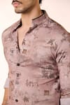 S&N by Shantnu Nikhil_Beige Crepe Jersey Printed Safari Kurta _Online_at_Aza_Fashions