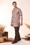 Shop_S&N by Shantnu Nikhil_Beige Crepe Jersey Printed Safari Kurta _Online_at_Aza_Fashions