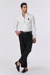 Buy_S&N by Shantnu Nikhil_White Poly Viscose Suiting Embellished Crest Shirt _at_Aza_Fashions