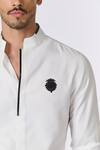 S&N by Shantnu Nikhil_White Poly Viscose Suiting Embellished Crest Shirt _Online_at_Aza_Fashions