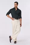 Buy_S&N by Shantnu Nikhil_Black Terylene Embellished Crest Placed Shirt _at_Aza_Fashions