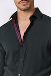 S&N by Shantnu Nikhil_Black Terylene Embellished Crest Placed Shirt _Online_at_Aza_Fashions