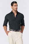 Buy_S&N by Shantnu Nikhil_Black Terylene Embellished Crest Placed Shirt _Online_at_Aza_Fashions