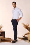 Shop_S&N by Shantnu Nikhil_White Cotton Suiting Panelled Cut-out Shirt _Online_at_Aza_Fashions