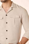 Buy_S&N by Shantnu Nikhil_Beige Rayon Solid Flap Pocket Shirt _Online_at_Aza_Fashions