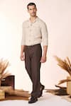 S&N by Shantnu Nikhil_Beige Rayon Solid Flap Pocket Shirt _at_Aza_Fashions