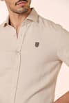 Buy_S&N by Shantnu Nikhil_Beige Rayon Embellished Crest Shirt _Online_at_Aza_Fashions