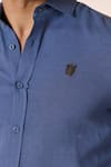 Buy_S&N by Shantnu Nikhil_Blue Rayon Embellished Crest Pattern Shirt _Online_at_Aza_Fashions