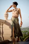 Buy_S&N by Shantnu Nikhil_Green Lyocell Plain Wrapped Skirt _at_Aza_Fashions