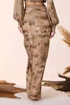 Shop_S&N by Shantnu Nikhil_Beige Silk Twill Print Safari Draped Skirt _at_Aza_Fashions