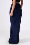 Shop_S&N by Shantnu Nikhil_Blue Poly Jersey Plain Twisted Draped Asymmetric Skirt _at_Aza_Fashions