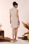 Shop_S&N by Shantnu Nikhil_Beige Rayon Cuban Collar Classic Trench Dress With Belt _at_Aza_Fashions