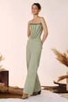 Buy_S&N by Shantnu Nikhil_Green Twill Off Shoulder Neck Structured Corset Top _at_Aza_Fashions