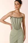 Buy_S&N by Shantnu Nikhil_Green Twill Off Shoulder Neck Structured Corset Top _Online_at_Aza_Fashions