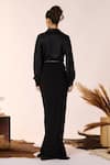 Shop_S&N by Shantnu Nikhil_Black Panther Crepe Collar Neck Bishop Sleeves Shirt _at_Aza_Fashions