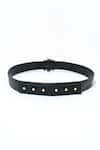 Shop_S&N by Shantnu Nikhil_Black Aerial Crest Leather Belt _at_Aza_Fashions