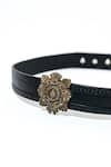 S&N by Shantnu Nikhil_Black Aerial Crest Leather Belt_Online_at_Aza_Fashions