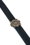 Buy_S&N by Shantnu Nikhil_Black Aerial Crest Leather Belt_Online_at_Aza_Fashions