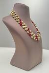 Shop_Hilo Design_Off White Pearls, Ruby Nieve Necklace_at_Aza_Fashions