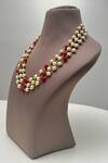 Hilo Design_Off White Pearls, Ruby Nieve Necklace_Online_at_Aza_Fashions