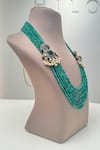 Shop_Hilo Design_Green Bead Stone Embellished Necklace _at_Aza_Fashions