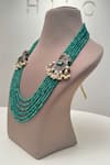 Hilo Design_Green Bead Stone Embellished Necklace _Online_at_Aza_Fashions