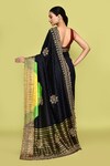 Shop_Nazaakat by Samara Singh_Blue Handloom Cotton Silk Embroidered Saree With Unstitched Blouse Piece_at_Aza_Fashions