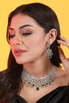 Auraa Trends_Green Stones, Diamonds American Studded Necklace Set _Online_at_Aza_Fashions
