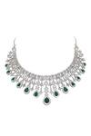 Buy_Auraa Trends_Green Stones, Diamonds American Studded Necklace Set 