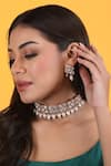 Buy_Auraa Trends_Gold Plated Pearls, Diamonds, Stones Kundan And Meenakari Necklace Set _at_Aza_Fashions