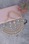 Shop_Auraa Trends_Gold Plated Crystals, Pearls Kundan Studded Necklace Set _at_Aza_Fashions