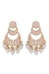 Auraa Trends_Gold Plated Diamonds, Pearls Kundan Earrings And Maangtikka Set _Online_at_Aza_Fashions