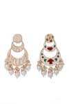 Shop_Auraa Trends_Gold Plated Diamonds, Pearls Kundan Earrings And Maangtikka Set _Online_at_Aza_Fashions