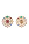 Shop_Auraa Trends_Multi Color Artificial Stones Navratna Studded Earrings _Online_at_Aza_Fashions