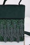 MODARTA_Green Bead Tasselled Box Clutch _at_Aza_Fashions