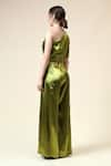 Shop_Aakaar_Green Metallic Moss Crepe Embellished Crystals Draped Jumpsuit With Belt For Kids_at_Aza_Fashions