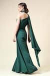 Shop_Aakaar_Green Moss Crepe Embellished Crystals Asymmetric Jumpsuit With Belt _at_Aza_Fashions