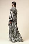 Shop_Aakaar_Black Moss Crepe Printed Foil Closed Victorian Floral Maxi Dress _at_Aza_Fashions