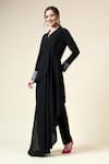 Buy_Aakaar_Black Moss Crepe Embroidered Metallic Tube Beads Asymmetric Blazer With Pant _at_Aza_Fashions