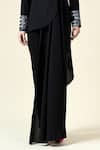 Aakaar_Black Moss Crepe Embroidered Metallic Tube Beads Asymmetric Blazer With Pant _Online_at_Aza_Fashions