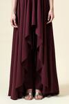 Shop_Aakaar_Wine Moss Crepe Embellished Beads Boat Fringe Draped Tunic With Pant _Online_at_Aza_Fashions