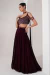 Buy_AKARA_Black Platinoir Crepe Embroidery Crystal Tassel Brazen Fall Metallic Lehenga Set _at_Aza_Fashions