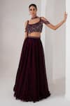 Buy_AKARA_Black Platinoir Crepe Embroidery Crystal Tassel Brazen Fall Metallic Lehenga Set _Online_at_Aza_Fashions