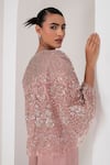 Buy_AKARA_Pink Organza Embroidery Sequin Open Florence Bloom Embellished Cape Sharara Set 