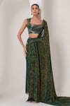 Buy_AKARA_Black Platinoir Crepe Embroidery Nalki Queen Anne Metallic Pre-draped Saree Set _Online_at_Aza_Fashions