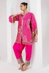 Buy_AKARA_Pink Taffeta Silk Embroidery Sequin High Neck Rose Kurta With Salwar _Online_at_Aza_Fashions