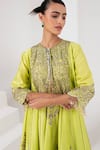 Shop_AKARA_Green Chanderi Silk Embroidery Sequin High Neck Persian Bloom Anarkali Set _Online_at_Aza_Fashions