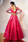 Shop_AKARA_Pink Taffeta Silk Embroidery Cutdana V Neck Geometric Lehenga And Blouse Set _at_Aza_Fashions