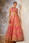 Buy_AKARA_Pink Taffeta Silk Embroidery Thread Round Geometric Lehenga Set _at_Aza_Fashions